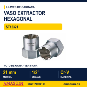Vaso extractor hexagonal 1/2" ST12321 - 21 mm