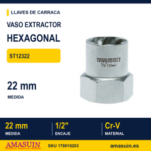 Vaso extractor hexagonal 1/2" ST12322 - 22 mm