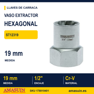 Vaso extractor hexagonal 1/2" ST12319 - 19 mm