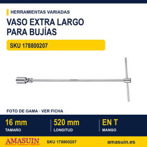 VASO PARA BUJÍAS EXTRA LARGO 3/8" TBUSP16 - 16mm