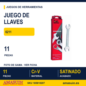 Juego de Llaves Fijas de Doble Boca 6211 - 11 Piezas