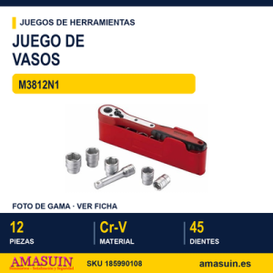 Juego de llaves de vaso 3/8" M3812N1 - 12 Piezas M3812N1