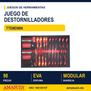 Juego de Destornilladores y Puntas TTEMD98N - 98 Piezas