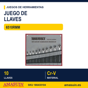 JUEGO DE 10 LLAVES COMBINADAS CON CARRACA 6510RMM