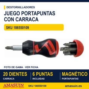 Juego de destornillador “Stubby” portapuntas 1/4" con carraca MDR908S