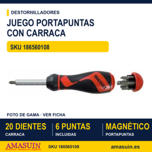 Juego de destornillador portapuntas 1/4" con carraca MDR908