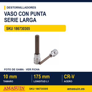Llave de Vaso Hexagonal ½” Torx Punta Extra Larga M122510L-C - 10MM