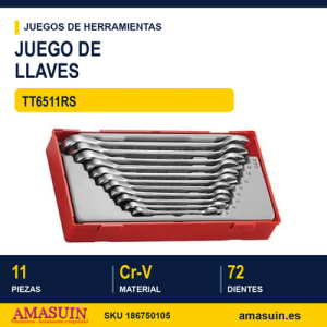 Juego de llaves combinadas con carraca reversible TT6511RS - 11 Piezas