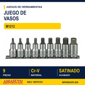 Juego de Llaves de Vaso Hexagonales ½” M1212 - 9 Piezas