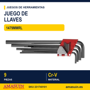 Juego de Llaves Allen Extra Largas 1479MMRL - 9 piezas