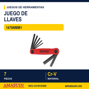 Juego de Llaves Hexagonales Plegable 1476NMM1 de 7 piezas