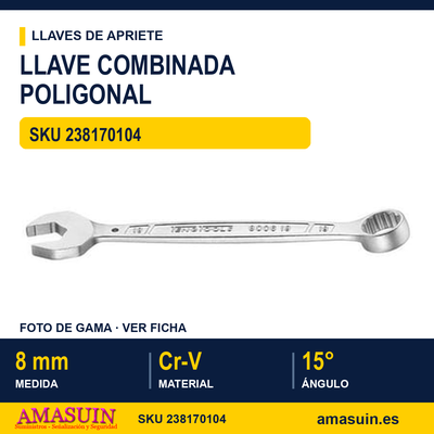 Llave Combinada Poligonal 8 mm 1 Llave Combinada Poligonal 8 mm