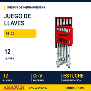 JUEGO de 12 LLAVES COMBINADAS POLIGONALES 8-19MM 8512A