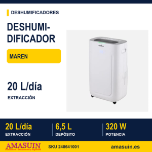 Deshumidificador Maren 320w 20l/dia Depos.6,5l.3modos.tempo.memo 57x34x24cm