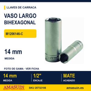 Llave de Vaso Bihexagonal ½” M1206146-C - 14 mm