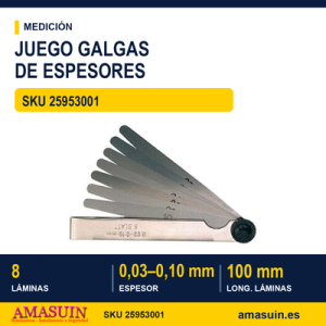 Juego de Galgas de Espesores 8 láminas 0,03 - 0,10 mm