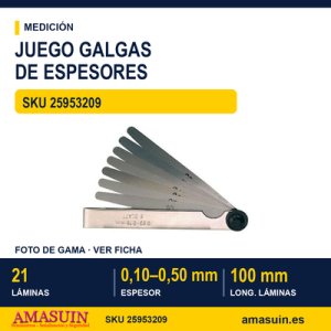 Juego de Galgas de Espesores 21 láminas 0,10 - 0,50 mm
