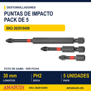 Puntas de Impacto Hexagonal PH2 pack 5 puntas ¼”