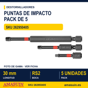 Puntas de Impacto ¼” hexagonal RS2 - 30 mm - Pack 5 unidades