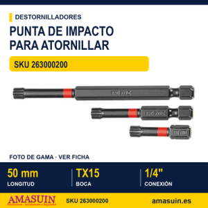 Punta TX de Impacto ¼” hexagonal TX15 - 50mm