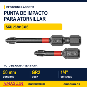 Punta de Impacto Phillips ¼” hexagonal GR2 - 50 mm