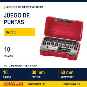 JUEGO DE PUNTAS DE IMPACTO con adaptador magnético TMC010 - 10 piezas
