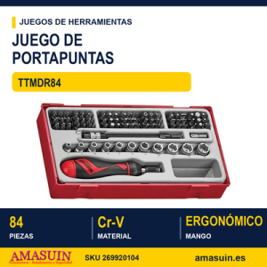 Juego de puntas, vasos y portapuntas de carraca TTMDR84 - 84 Piezas