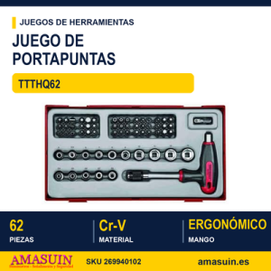 Juego de puntas, vasos y portapuntas en T TTTHQ62 - 62 Piezas