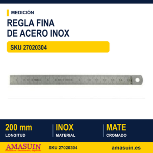 Regla de Acero Inoxidable Extra Fina 200 mm