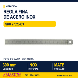 Regla de Acero Inoxidable Extra Fina 300 mm