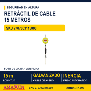 Dispositivo Retráctil Cable 15 Metros