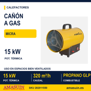 Cañon Calefac.gas Propano Glp Micra 15kw Amarillo/negro Caudal 320m3/h Proteccion Corte Seg.31x18,5x36cm