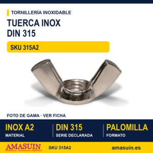 Tuerca palomilla DIN 315 Inoxidable A2
