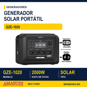 GENERADOR SOLAR PORTÁTIL 2000W GZE-1020 [E]