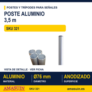 Poste Aluminio Ø76mm 3.5m.