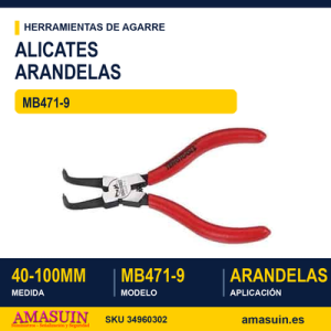Alicate para arandelas curvo MB471-9 40 - 100 mm