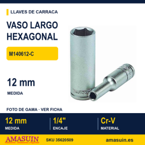 Llave de Vaso Hexagonales de serie larga 1/4” M140612-C - 12MM