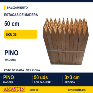 Estacas de Madera 50cm. Paquete 50 Unidades.