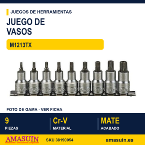 Juego de vasos 1/2" TX M1213TX - 9 Piezas