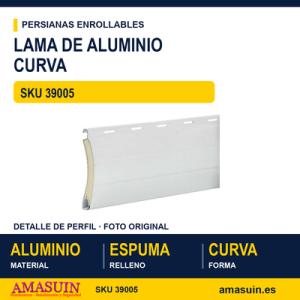 Lama de aluminio curva de 39 mm - LAMA ALUMINIO CURVA 39 MM BLANCA 2 MT