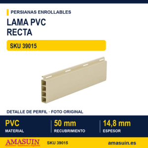 Lama de PVC recta de 50 mm - LAMA PVC RECTA 50 MM MARFIL 2 MT