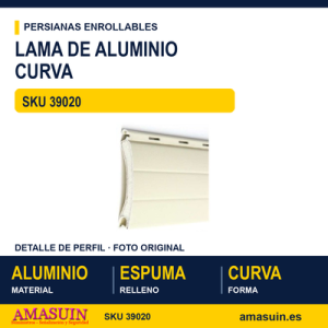 Lama de aluminio curva de 39 mm - LAMA ALUMINIO CURVA 39 MM MARFIL 2 MT