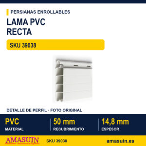 Lama de PVC recta de 50 mm - LAMA PVC RECTA 50 MM BLANCA 2 MT