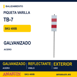 TB-7 Piqueta de Varilla con Chapa de 10x30cm.