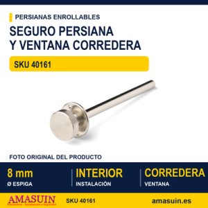 Seguro para persiana enrollable y ventana corredera - BLISTER SEGURO PERSIANA JER 14 CM CROMADO 2U
