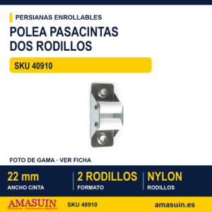 Polea pasacintas con rodillos de nylon - BLISTER POLEA 9100 2 RODILLOS NYLON