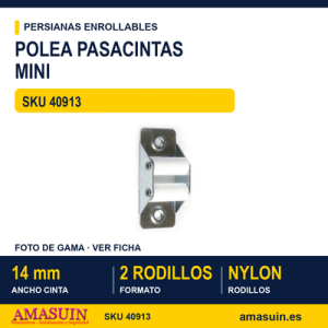 Polea pasacintas mini con rodillos de nylon - BLISTER POLEA 9103 2 RODILLOS NYLON MINI