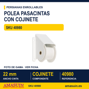 Polea pasacintas para persianas pesadas - BLISTER POLEA 9830 SUPER CON COJINETE BLANCA