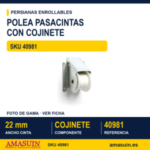 Polea pasacintas para persianas pesadas - BLISTER POLEA 9831 SUPER CON COJINETE CINCADA