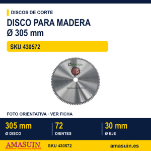 Disco de corte para madera Ø 305 x 30 mm 72 Z
